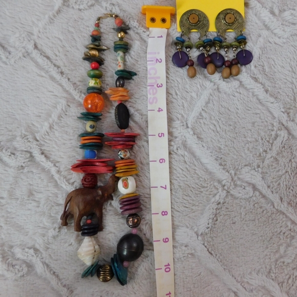 Tribal set, boho, elephant necklace, earrings - Picture 8 of 8